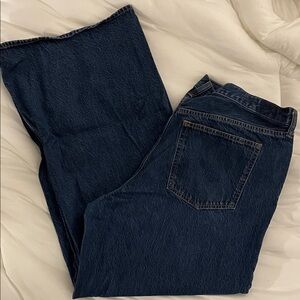 Abercrombie & Fitch The Wide Leg High Rise Curve Love in Dark Medium Wash